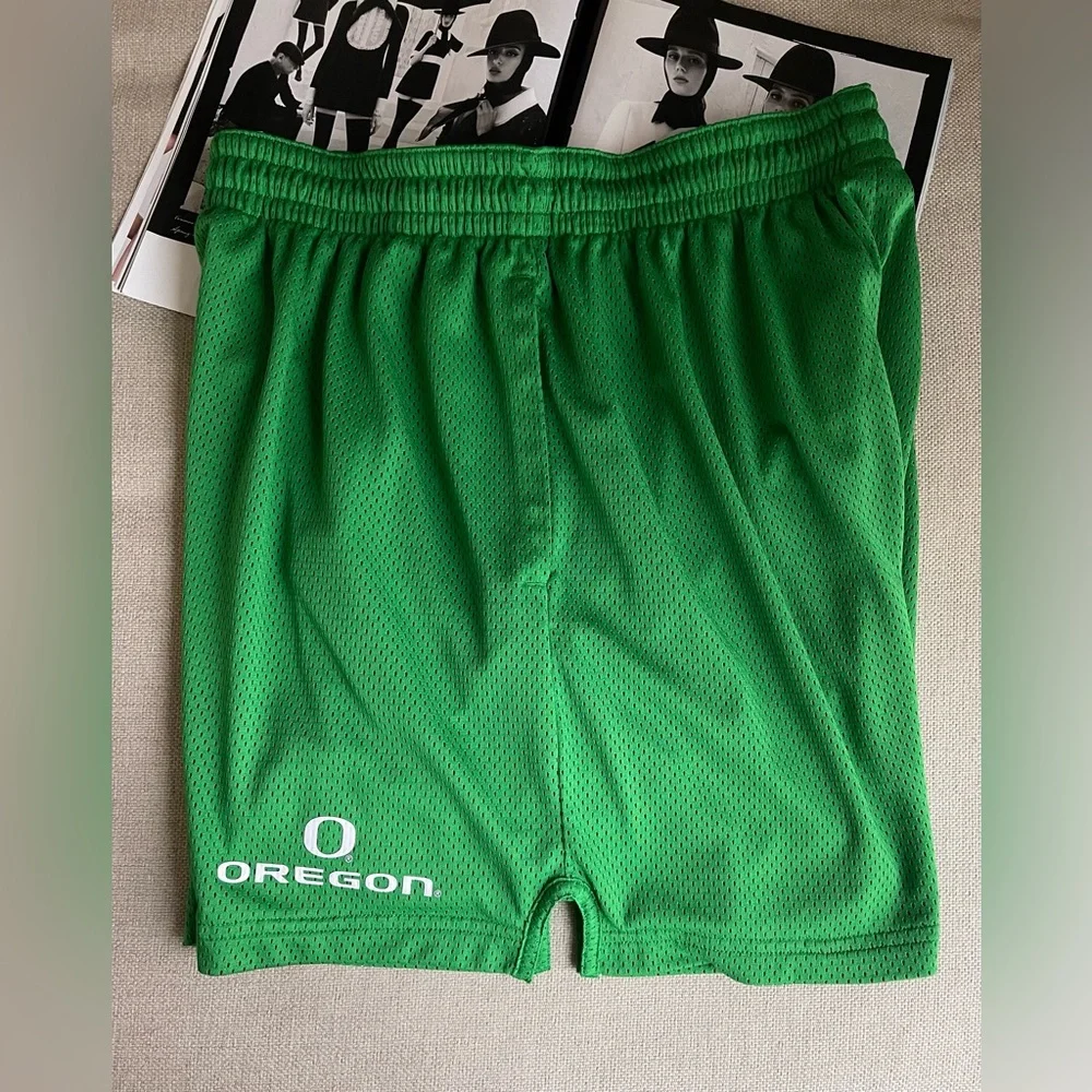 Men’s Nike College Dri-FIT Shorts Oregon Knit Mesh In Apple Green/White Size XXL